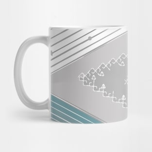Shapes collage, stars, space, blue, grey, white, minimal, vector, geometric, modern, abstract, trendy, Mug